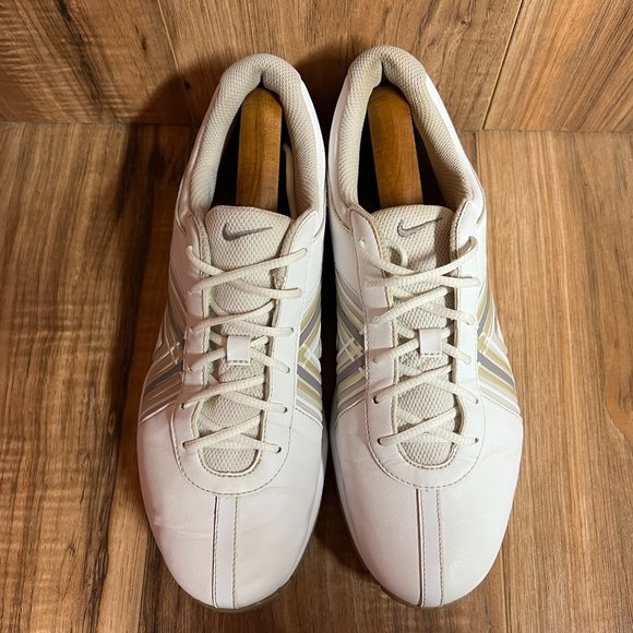 Nike Delight Womens Golf Cleats Leather Shoes White Gold 549583 100 Size 10 - Picture 5 of 8